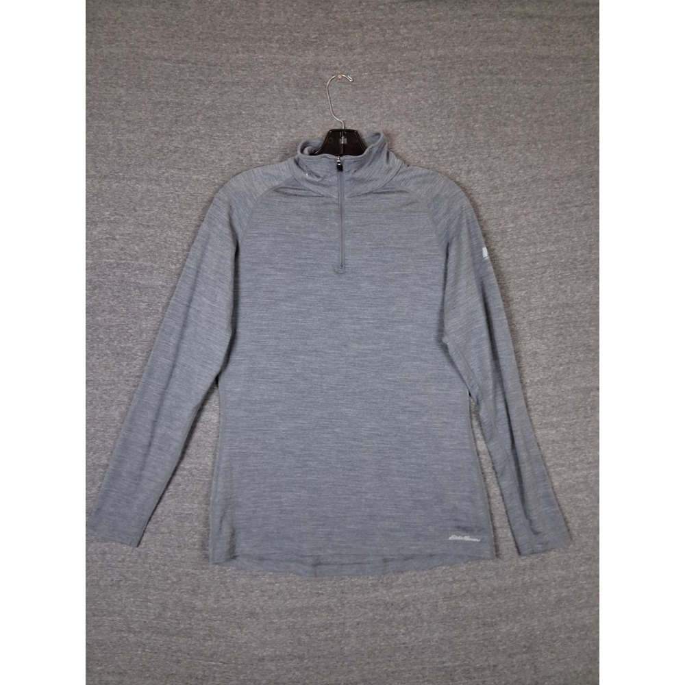 Eddie Bauer Womens Jacket Large Gray Merino Wool First Ascent Baselayer Ski Hike